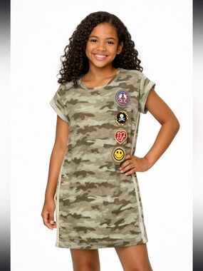 Girls One of A Kind Patch Camo Dress Butter Super Soft